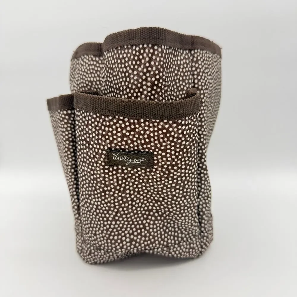 Thirty-One 5 Pocket Organizer Tote Pin Dots Brown Polka Dot Craft Caddy